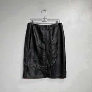 INC International Concepts Black Leather Vintage Mini Skirt Sz 10